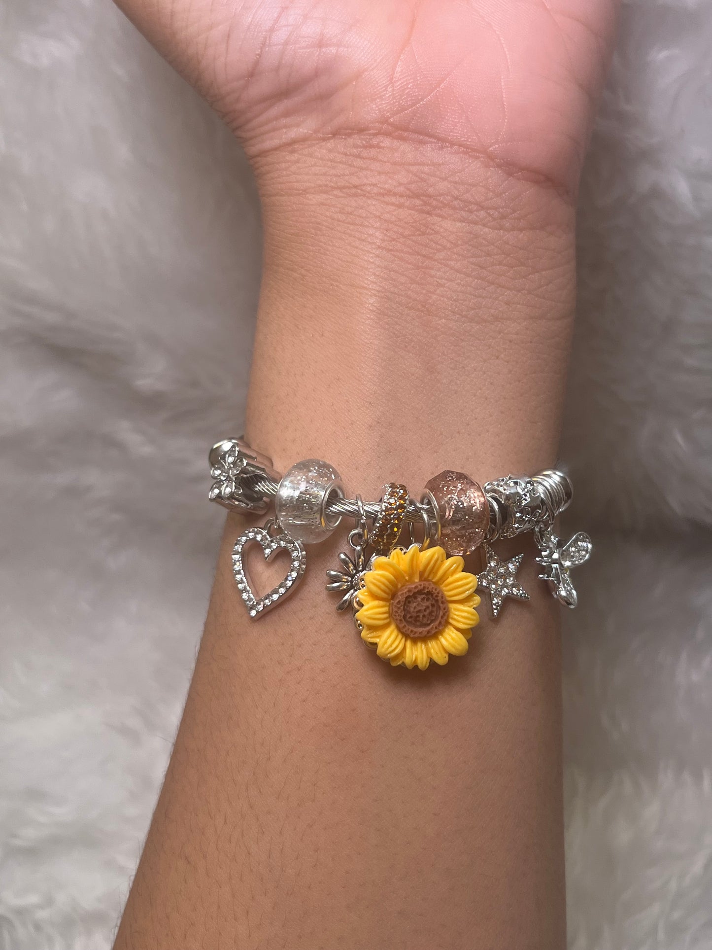 Sunflower Charm Bangle