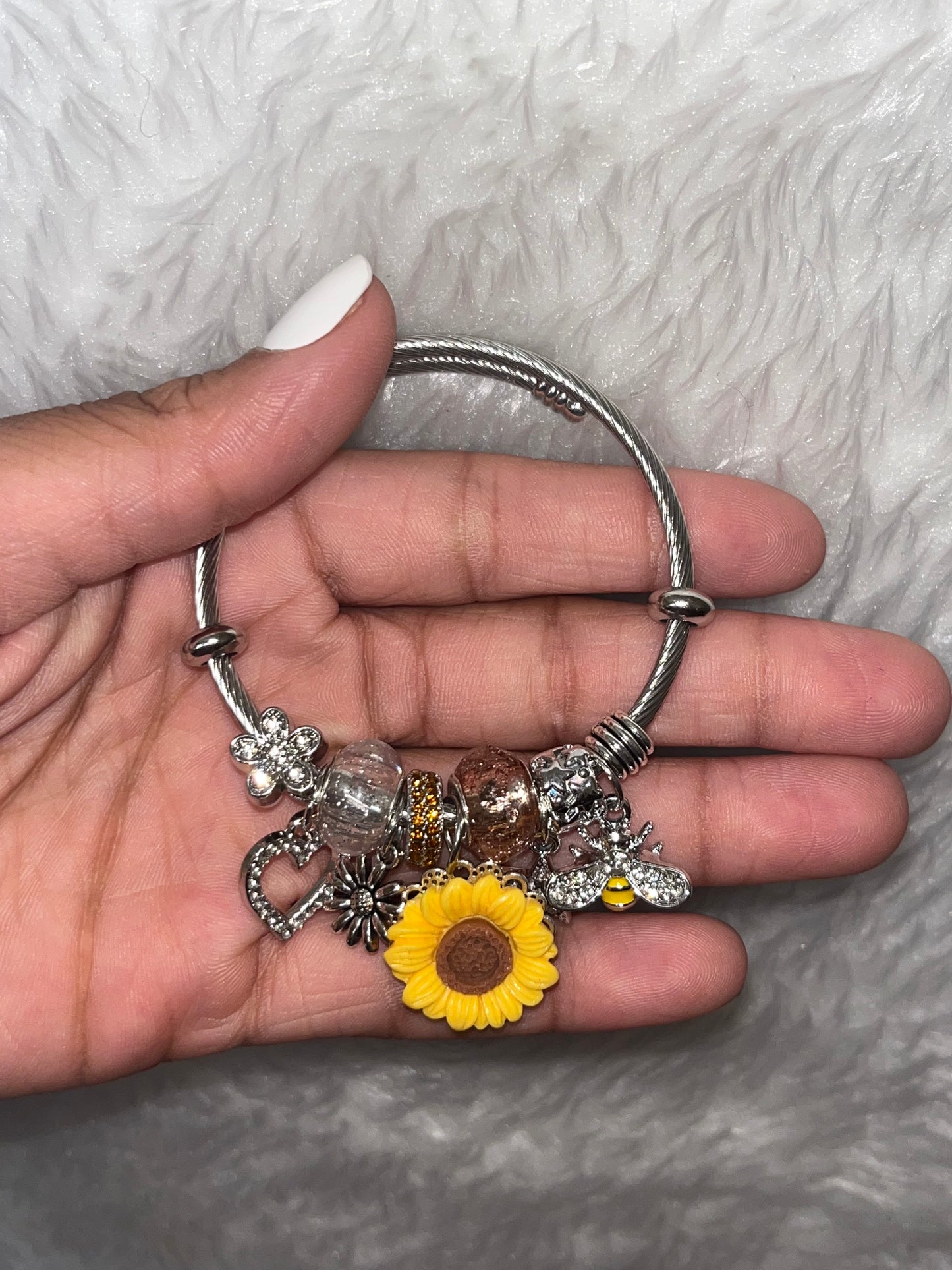 Sunflower Charm Bangle